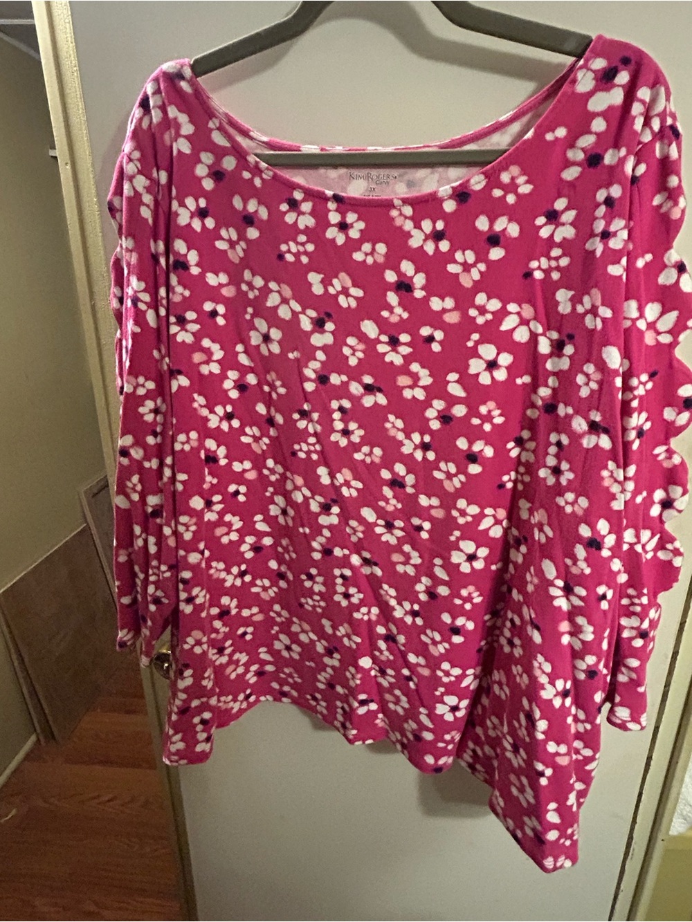 Kim Rogers Bright Pink Floral Scoop-Neck Tunic